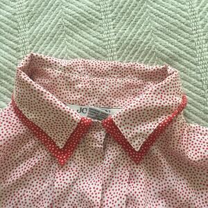 Polka Dot Blouse Red Vintage White Polyester Size 12 Jordan Petite New York